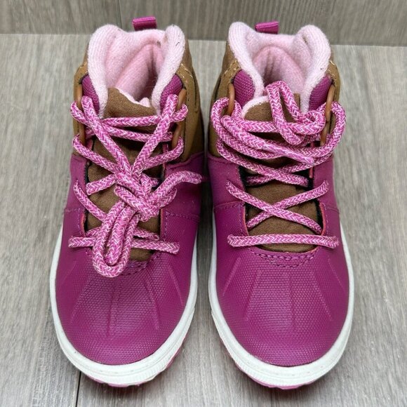 OshKosh B'Gosh Boots Toddler Girls Sz 6M Berry Pink Brown Lace Up Shoes Wistman - Picture 6 of 12